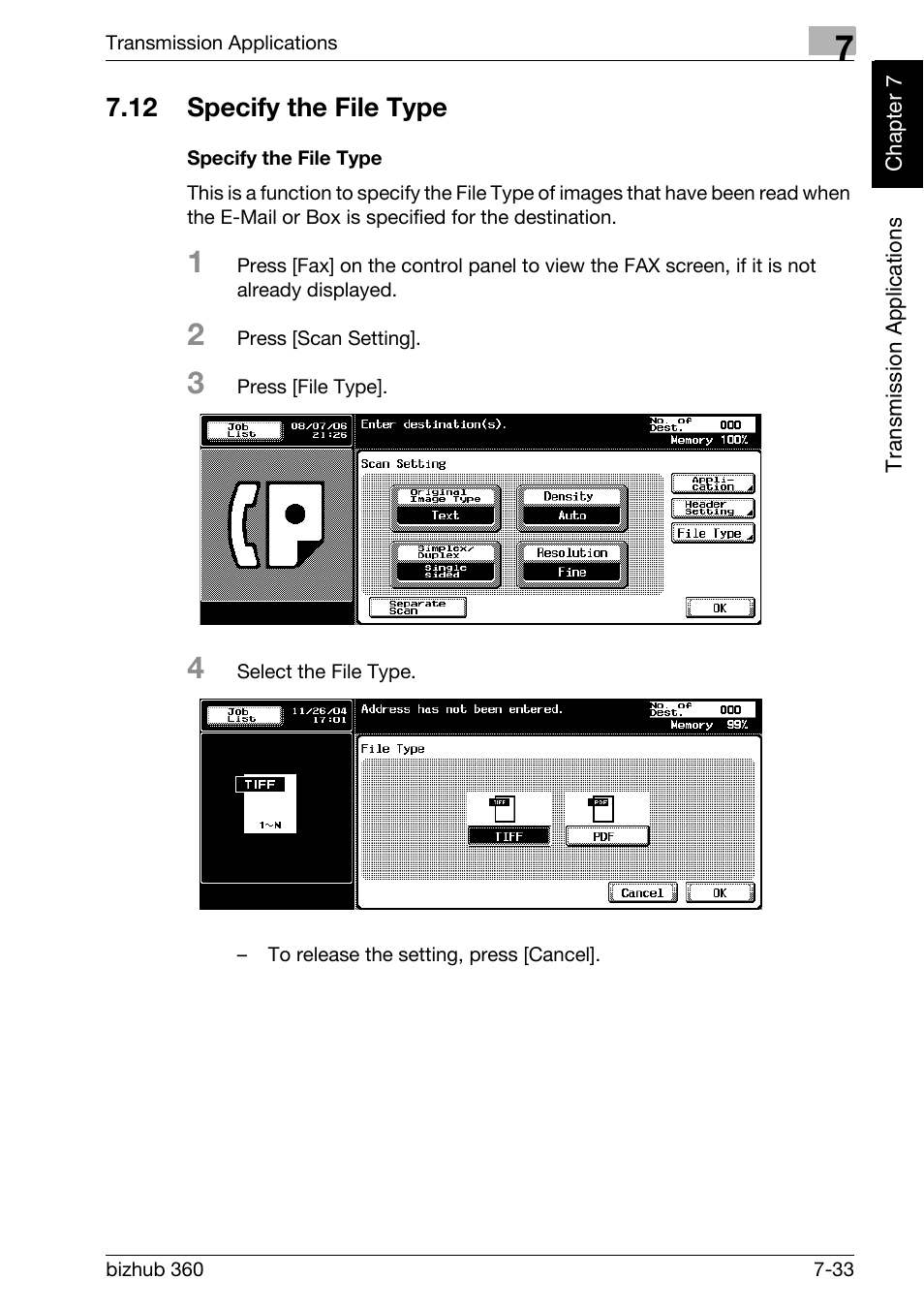 12 specify the file type, Specify the file type, Specify the file type -33 | Konica Minolta FK-502 User Manual | Page 168 / 458