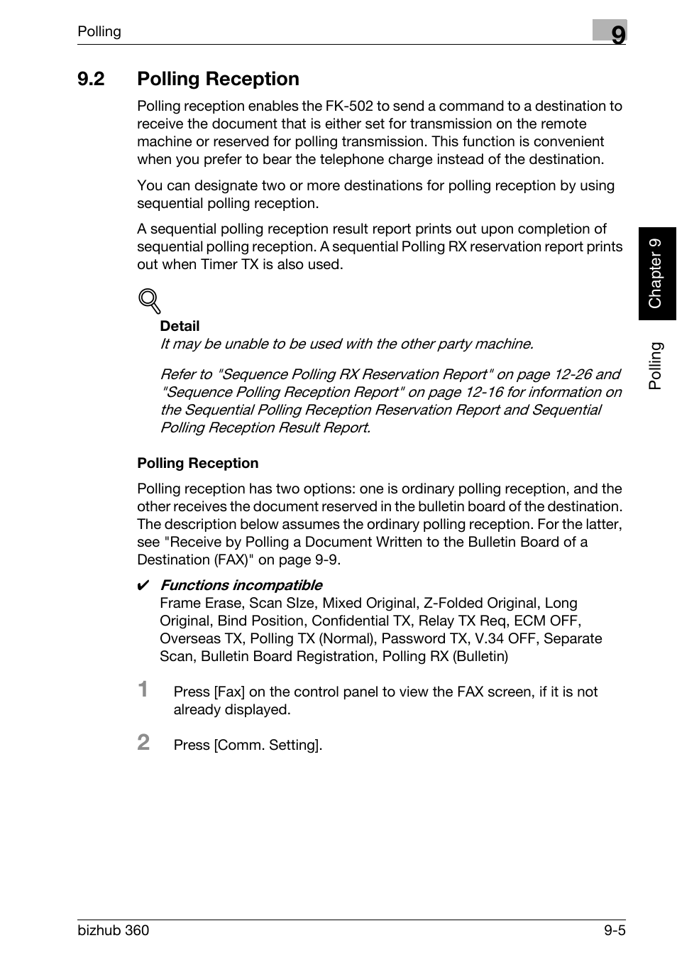 2 polling reception, Polling reception, Polling reception -5 | Konica Minolta FK-502 User Manual | Page 204 / 458