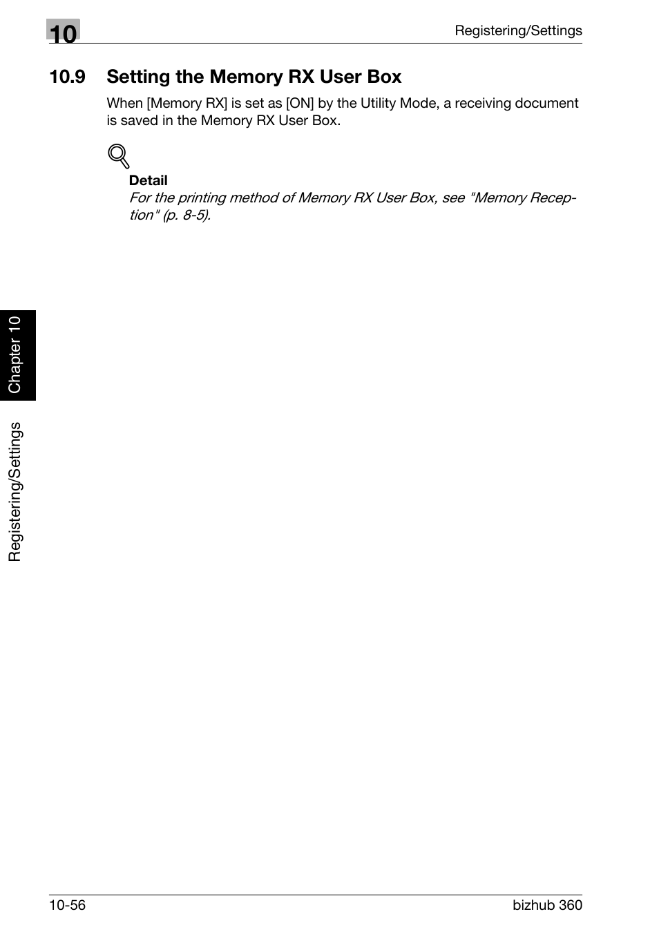 9 setting the memory rx user box, Setting the memory rx user box -56 | Konica Minolta FK-502 User Manual | Page 267 / 458