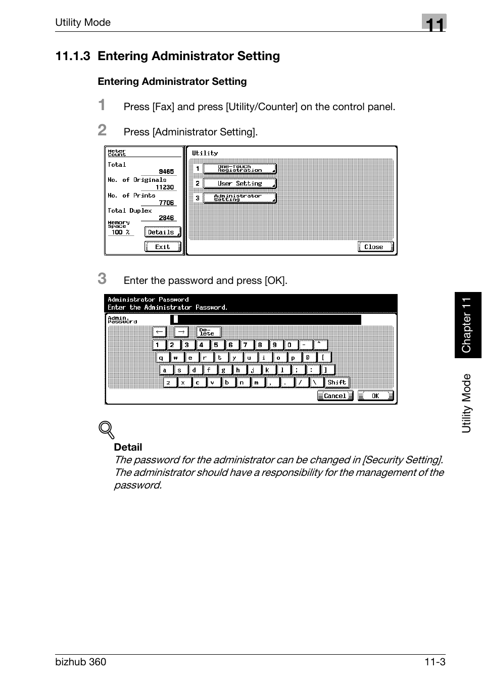 3 entering administrator setting, Entering administrator setting, Entering administrator setting -3 | Konica Minolta FK-502 User Manual | Page 270 / 458