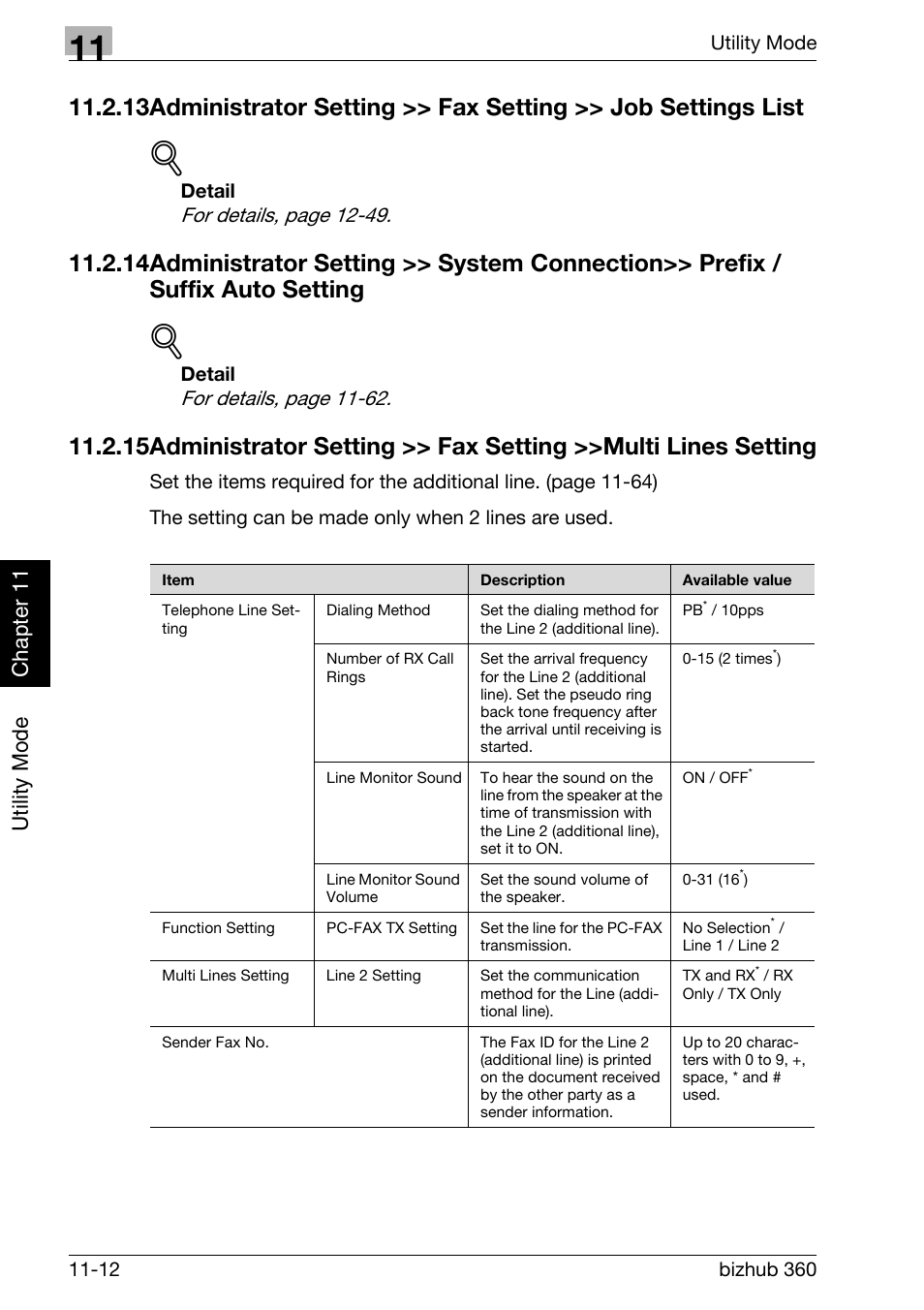 Administrator setting, Utility mode ch ap te r 11 | Konica Minolta FK-502 User Manual | Page 279 / 458