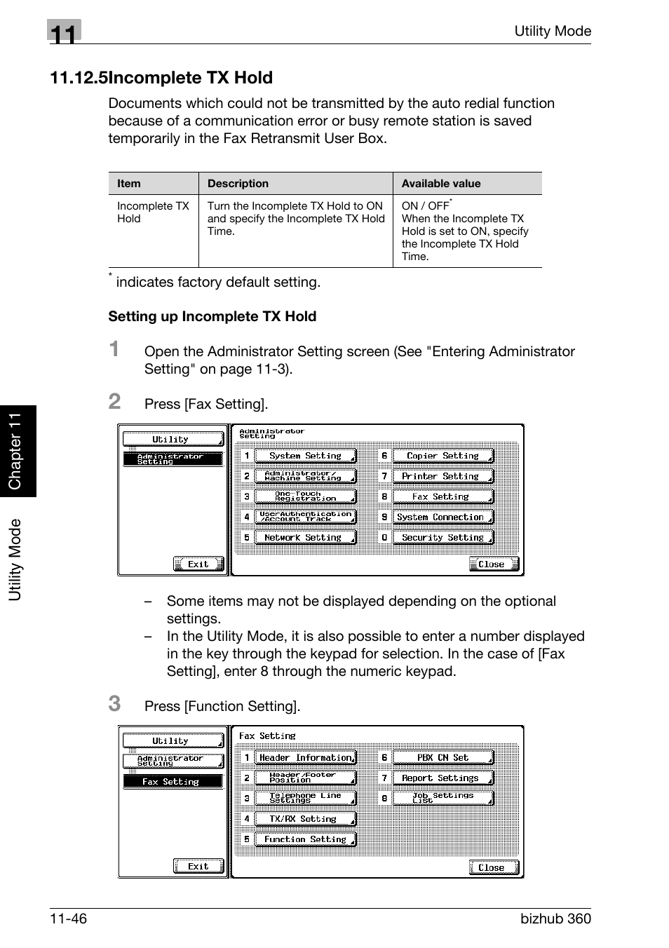 5 incomplete tx hold, Setting up incomplete tx hold, Incomplete tx hold -46 | 5incomplete tx hold | Konica Minolta FK-502 User Manual | Page 313 / 458