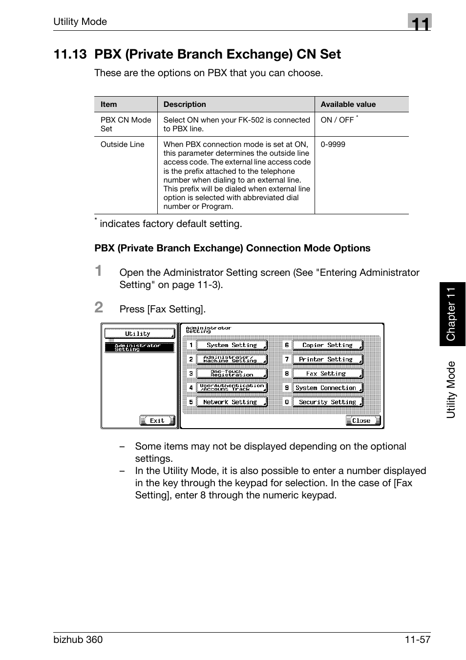 13 pbx (private branch exchange) cn set, 13 pbx (private branch exchange) cn set -57 | Konica Minolta FK-502 User Manual | Page 324 / 458