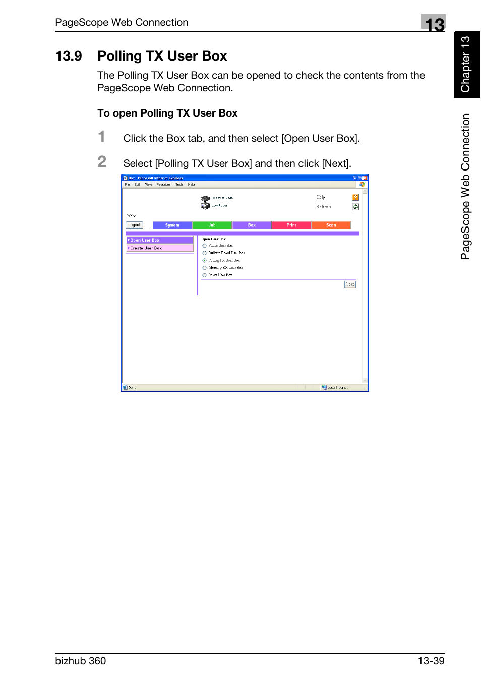 9 polling tx user box, To open polling tx user box, Polling tx user box -39 | Konica Minolta FK-502 User Manual | Page 436 / 458