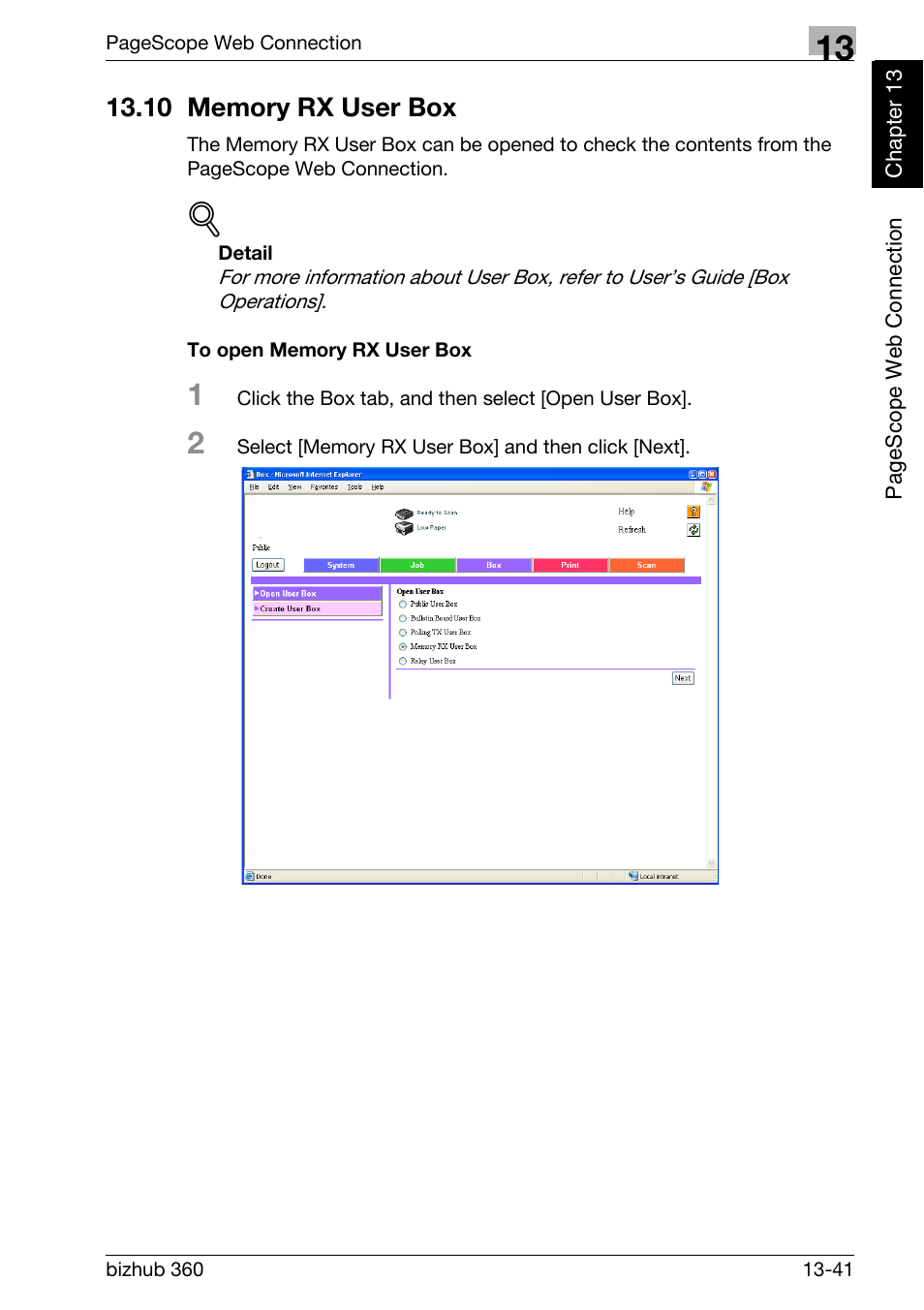 10 memory rx user box, To open memory rx user box, 10 memory rx user box -41 | Konica Minolta FK-502 User Manual | Page 438 / 458