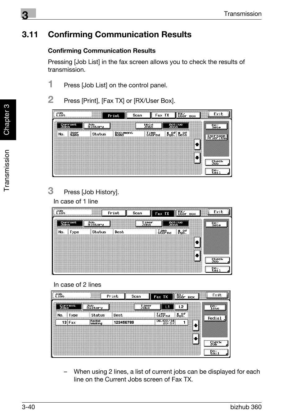 11 confirming communication results, Confirming communication results, Confirming communication results -40 | Konica Minolta FK-502 User Manual | Page 97 / 458