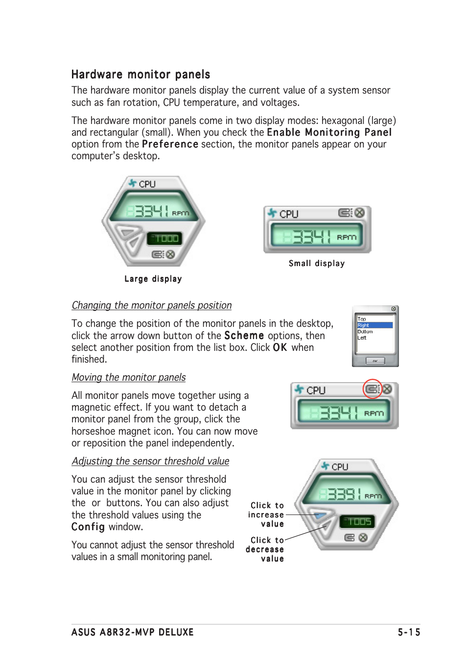 Hardware monitor panels | Asus A8R32-MVP User Manual | Page 125 / 166