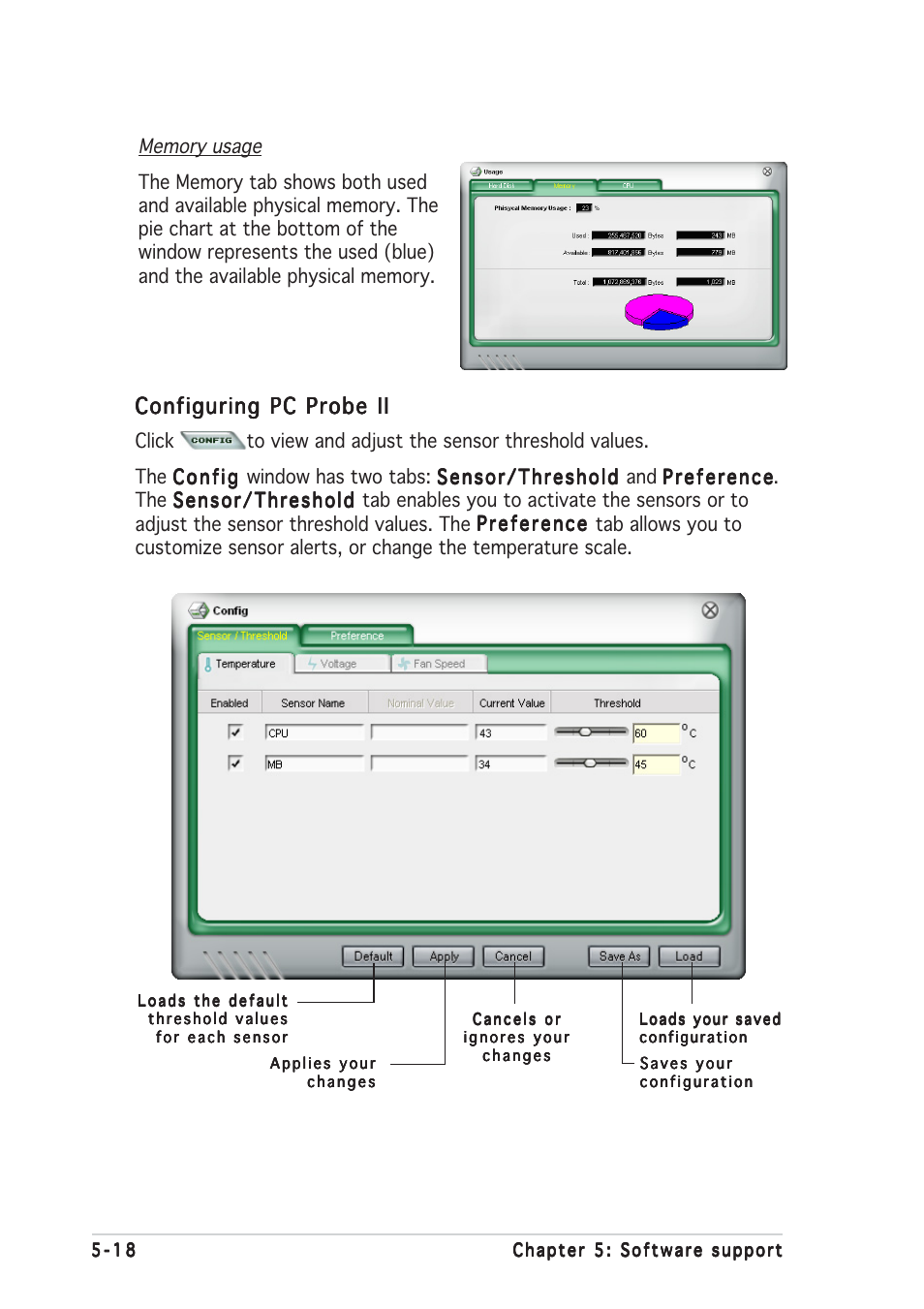 Configuring pc probe ii | Asus A8R32-MVP User Manual | Page 128 / 166