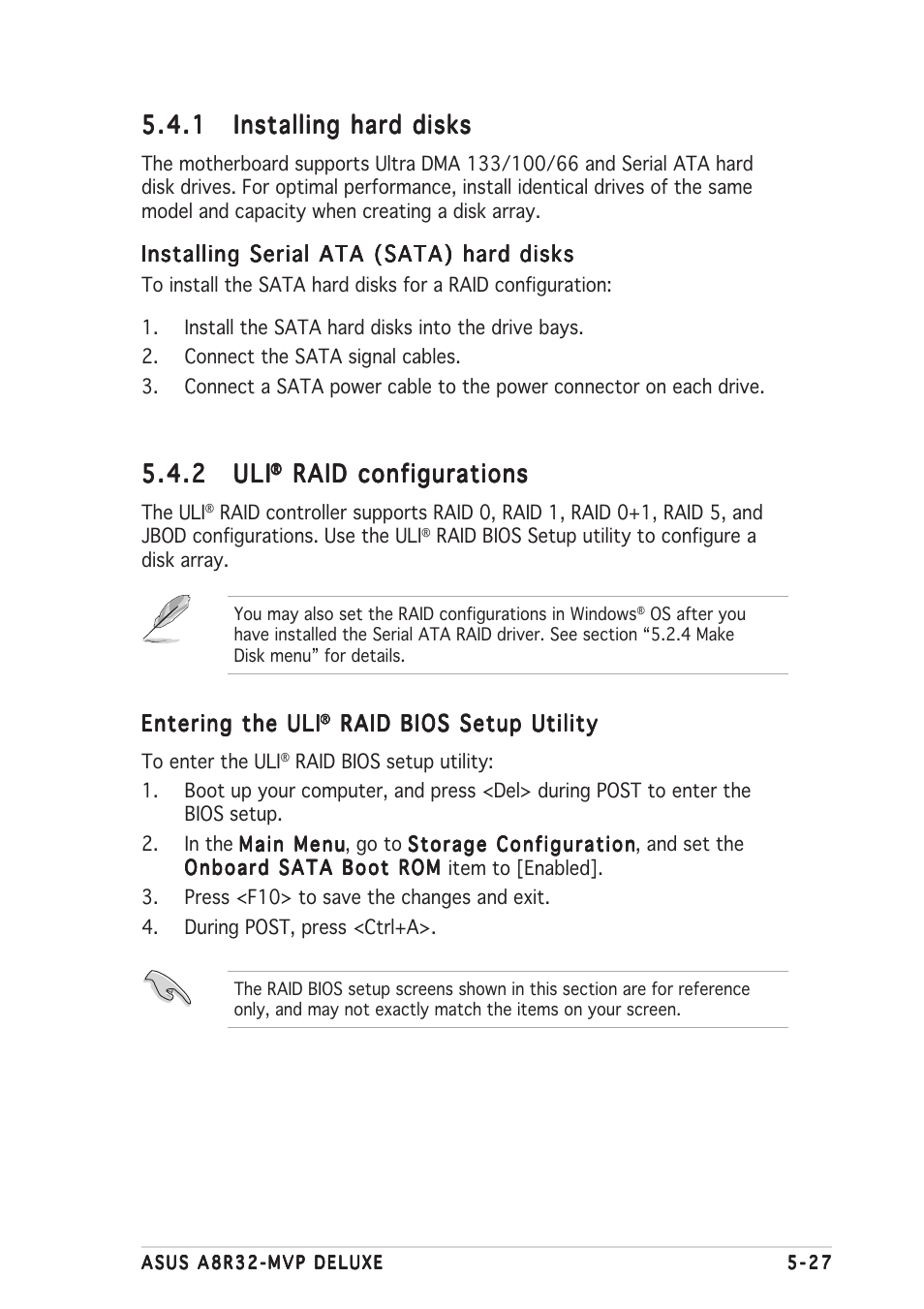 2 uli uli uli uli uli, Raid configurations | Asus A8R32-MVP User Manual | Page 137 / 166