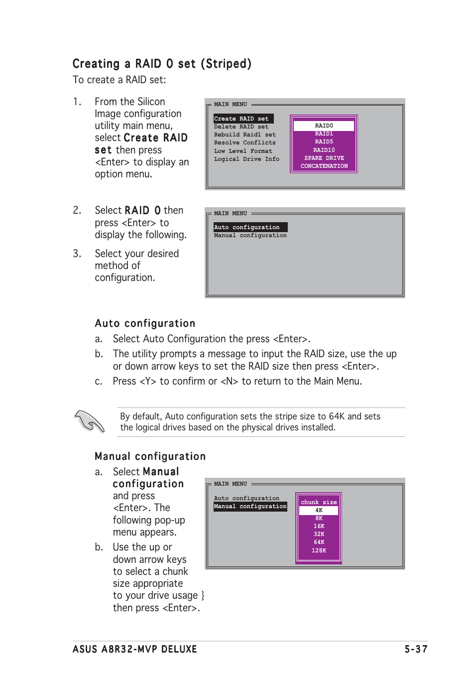 Creating a raid 0 set (striped) | Asus A8R32-MVP User Manual | Page 147 / 166