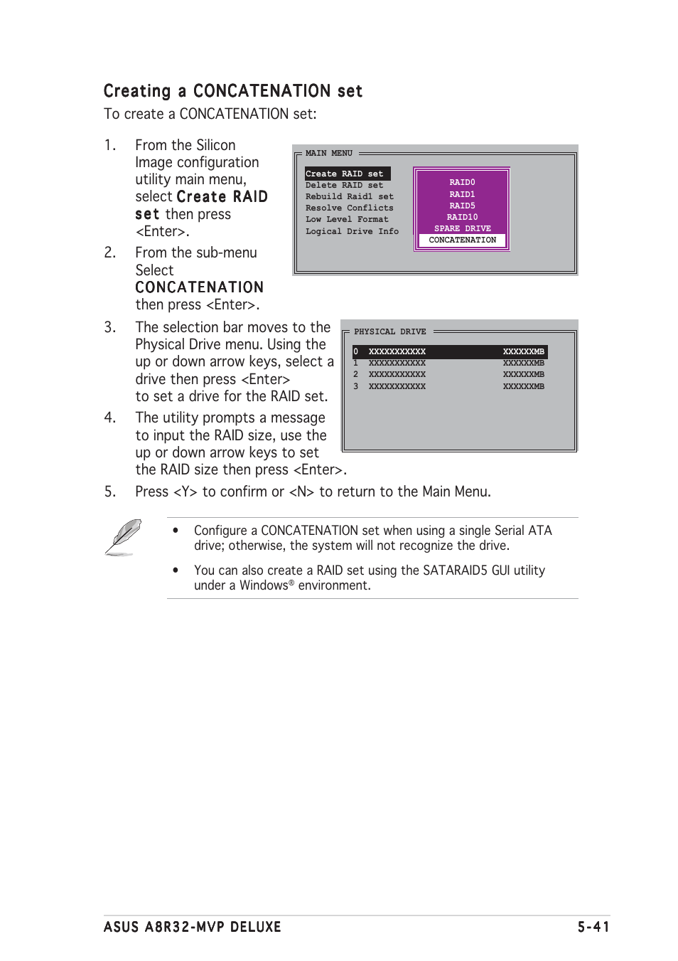 Creating a concatenation set | Asus A8R32-MVP User Manual | Page 151 / 166