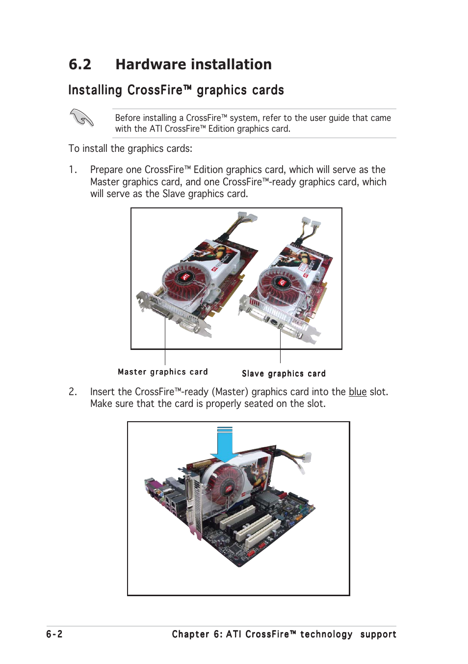 2 hardware installation, Installing crossfire™ graphics cards | Asus A8R32-MVP User Manual | Page 156 / 166