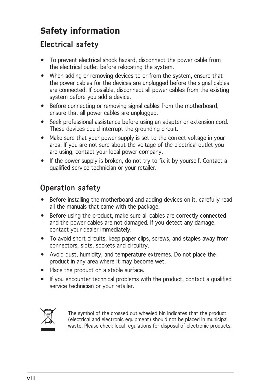 Safety information | Asus A8R32-MVP User Manual | Page 8 / 166