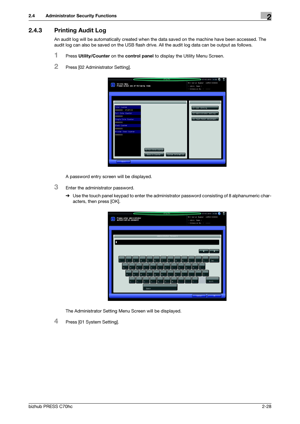 3 printing audit log, Printing audit log -28 | Konica Minolta bizhub PRESS C70hc User Manual | Page 34 / 42