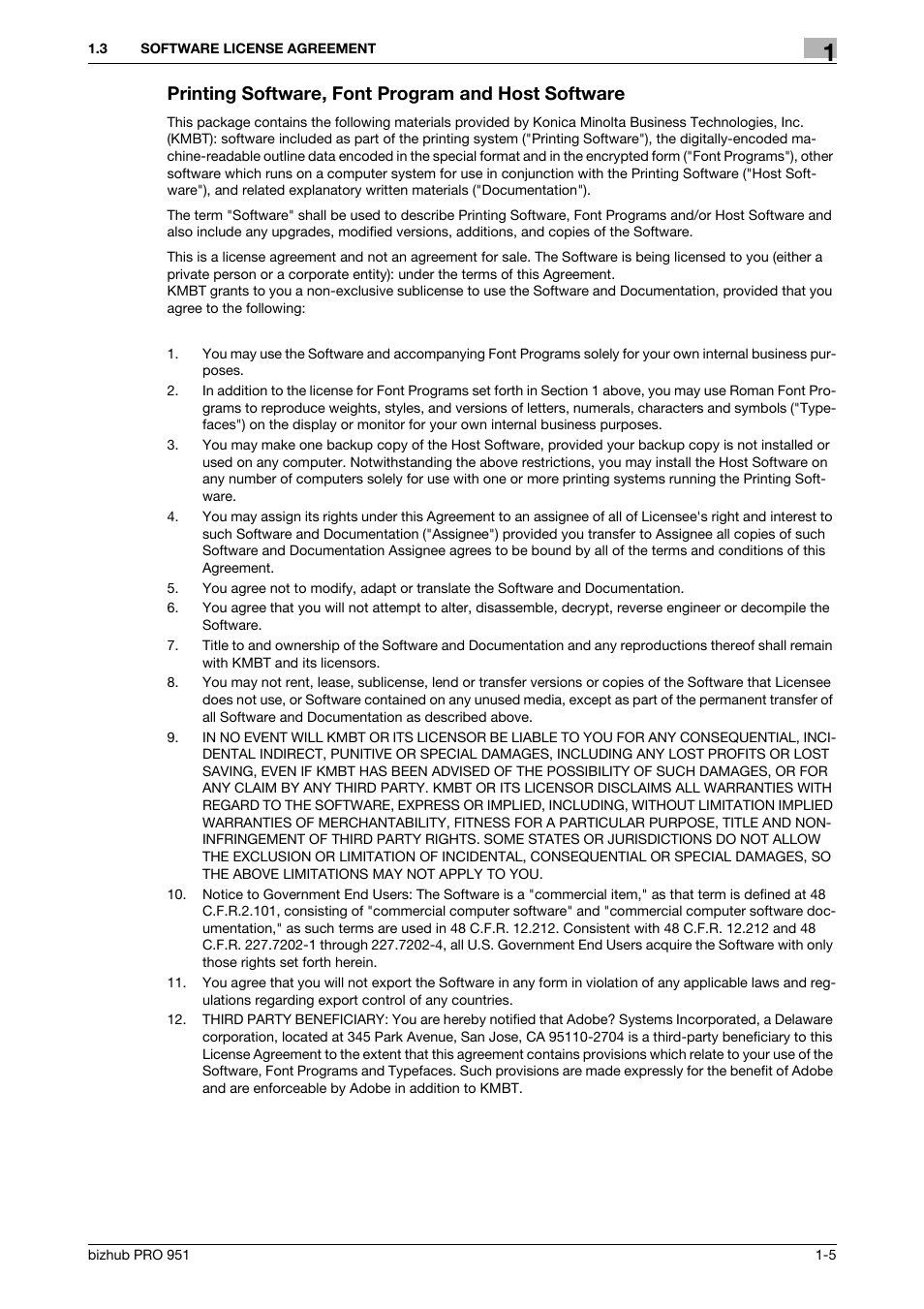 Printing software, font program and host software | Konica Minolta bizhub PRO 951 User Manual | Page 6 / 90