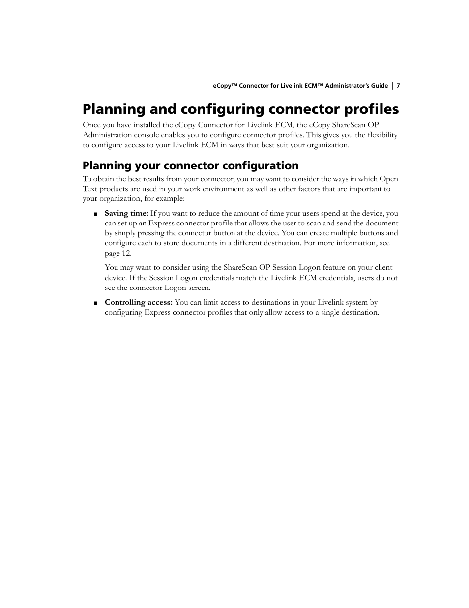 Planning and configuring connector profiles, Planning your connector configuration | Konica Minolta eCopy User Manual | Page 11 / 26