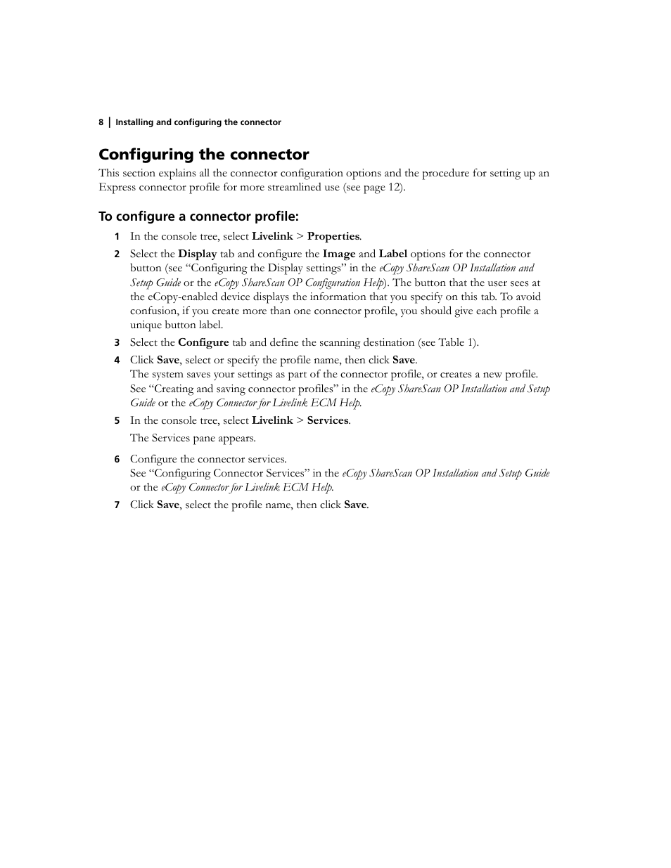 Configuring the connector | Konica Minolta eCopy User Manual | Page 12 / 26