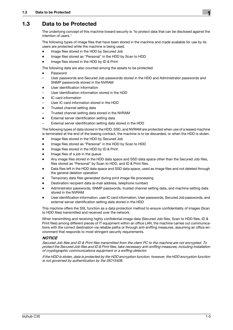 3 data to be protected, Data to be protected -5 | Konica Minolta bizhub C35 User Manual | Page 8 / 94