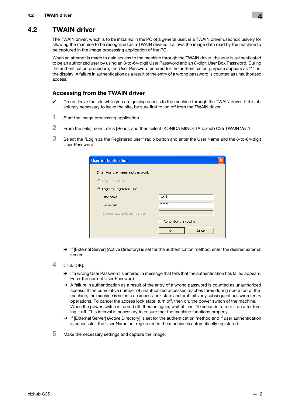 2 twain driver, Accessing from the twain driver | Konica Minolta bizhub C35 User Manual | Page 93 / 94