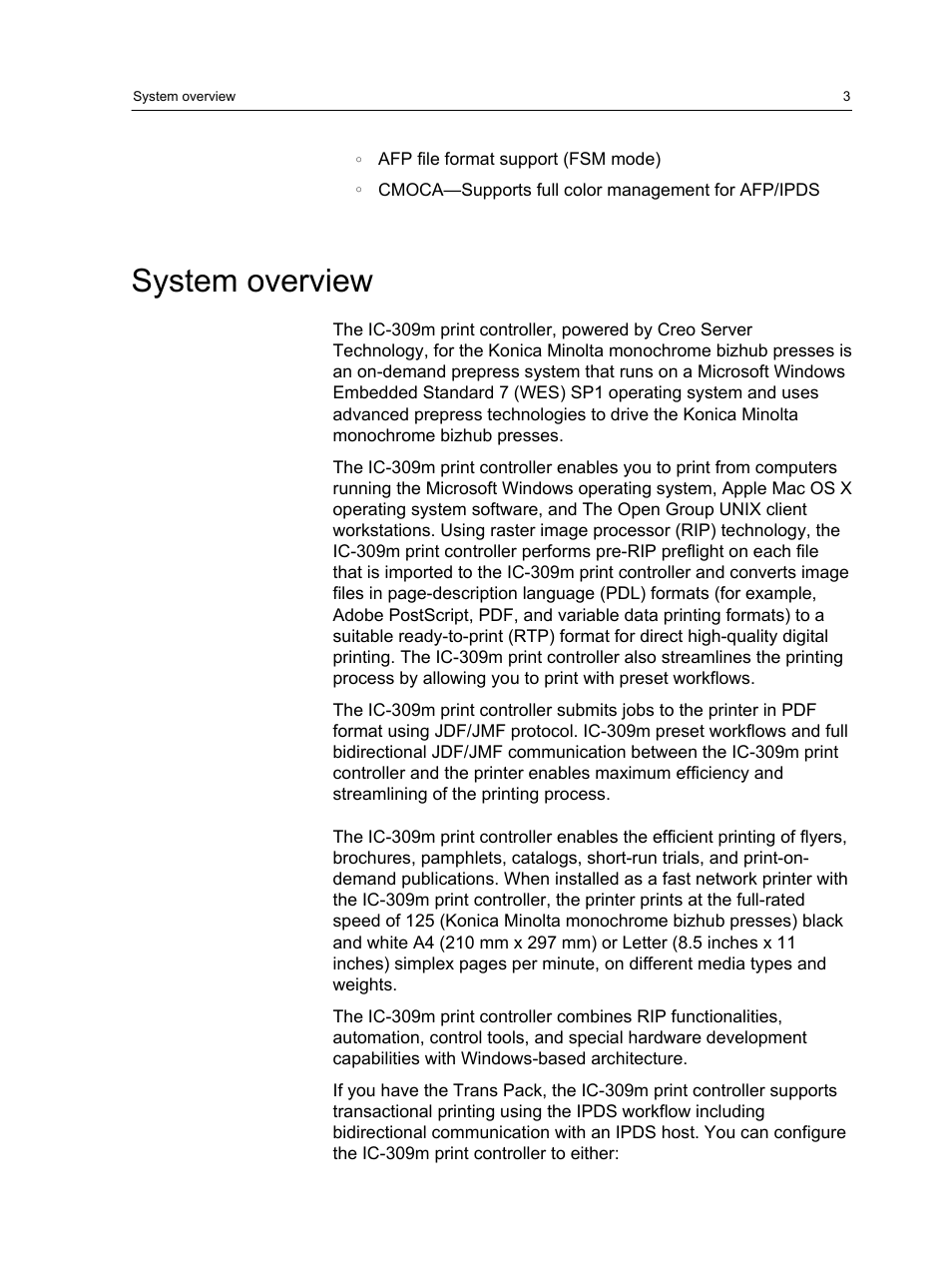 System overview | Konica Minolta bizhub PRESS 1250 User Manual | Page 11 / 200