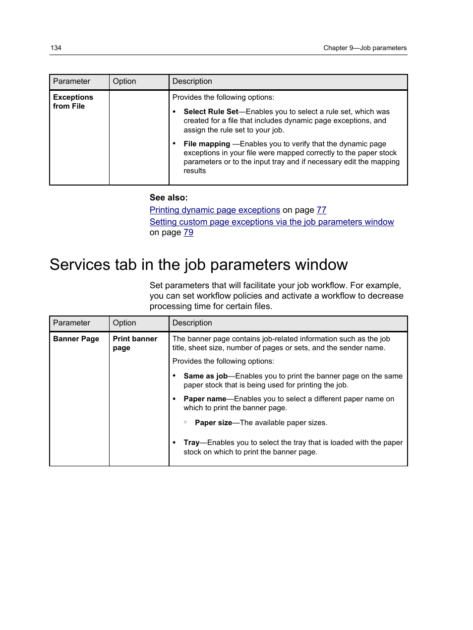 Services tab in the job parameters window | Konica Minolta bizhub PRESS 1250 User Manual | Page 142 / 200