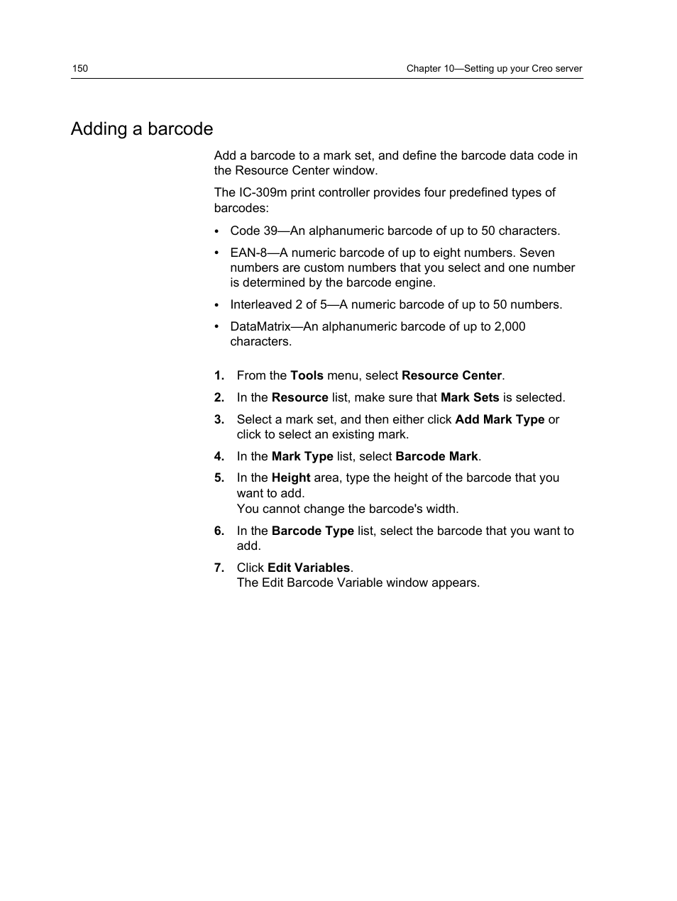 Adding a barcode | Konica Minolta bizhub PRESS 1250 User Manual | Page 158 / 200