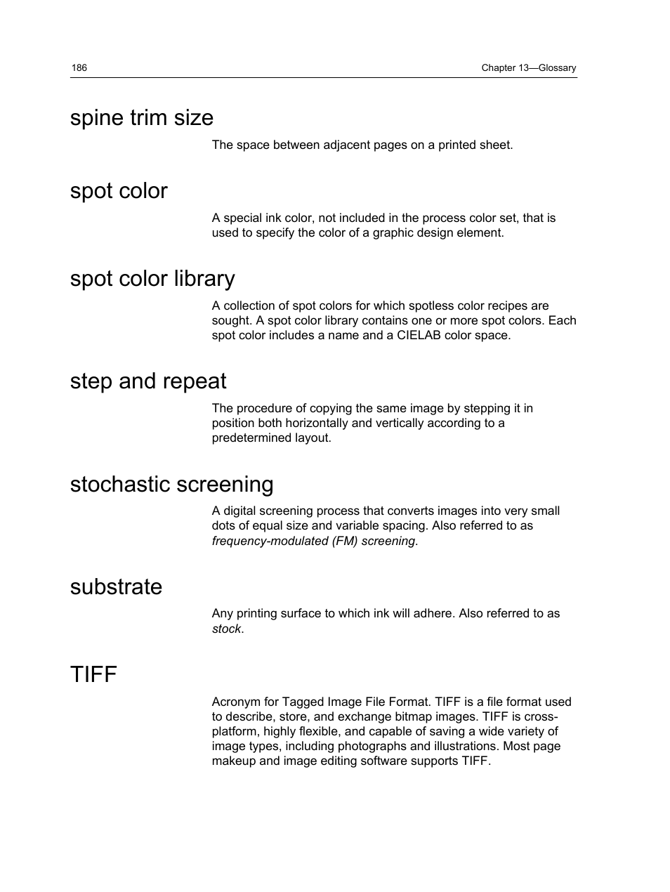 Spine trim size, Spot color, Spot color library | Step and repeat, Stochastic screening, Substrate, Tiff | Konica Minolta bizhub PRESS 1250 User Manual | Page 194 / 200