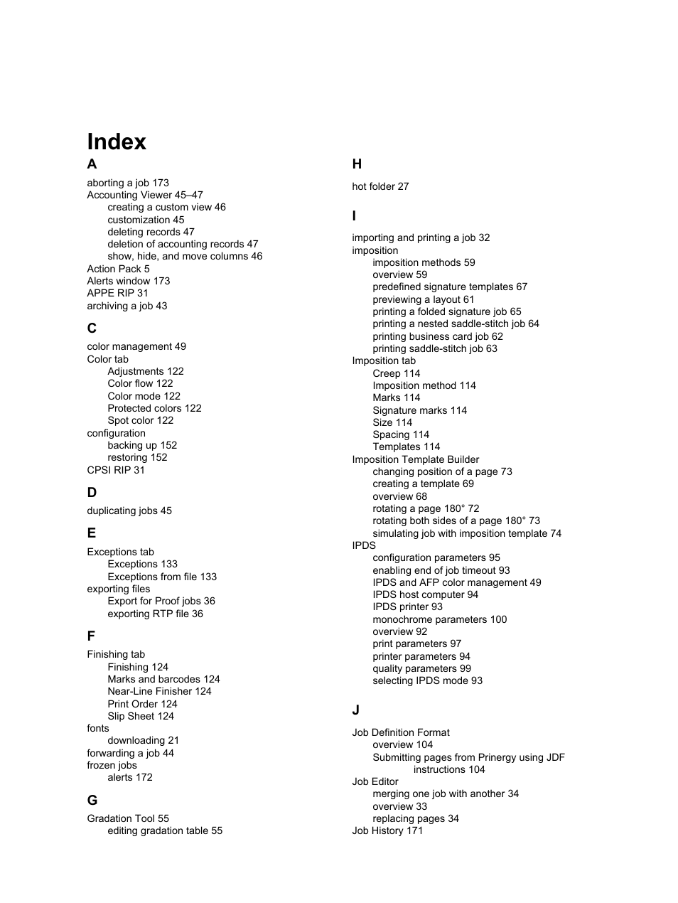 Index | Konica Minolta bizhub PRESS 1250 User Manual | Page 197 / 200