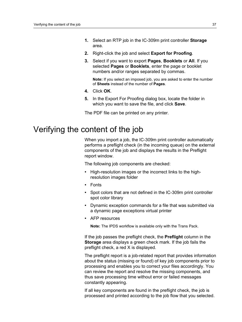 Verifying the content of the job | Konica Minolta bizhub PRESS 1250 User Manual | Page 45 / 200