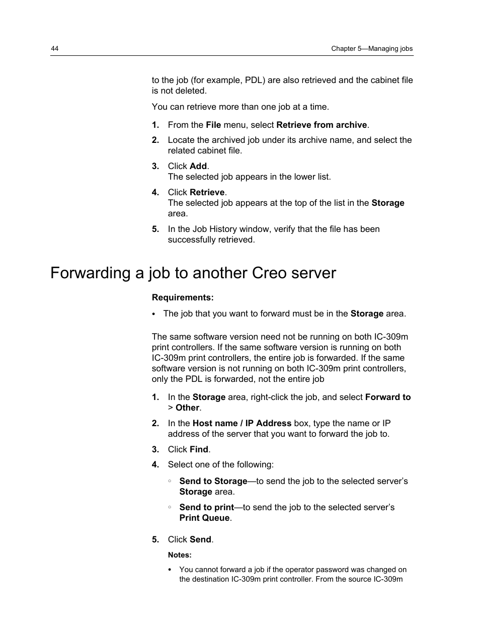 Forwarding a job to another creo server | Konica Minolta bizhub PRESS 1250 User Manual | Page 52 / 200