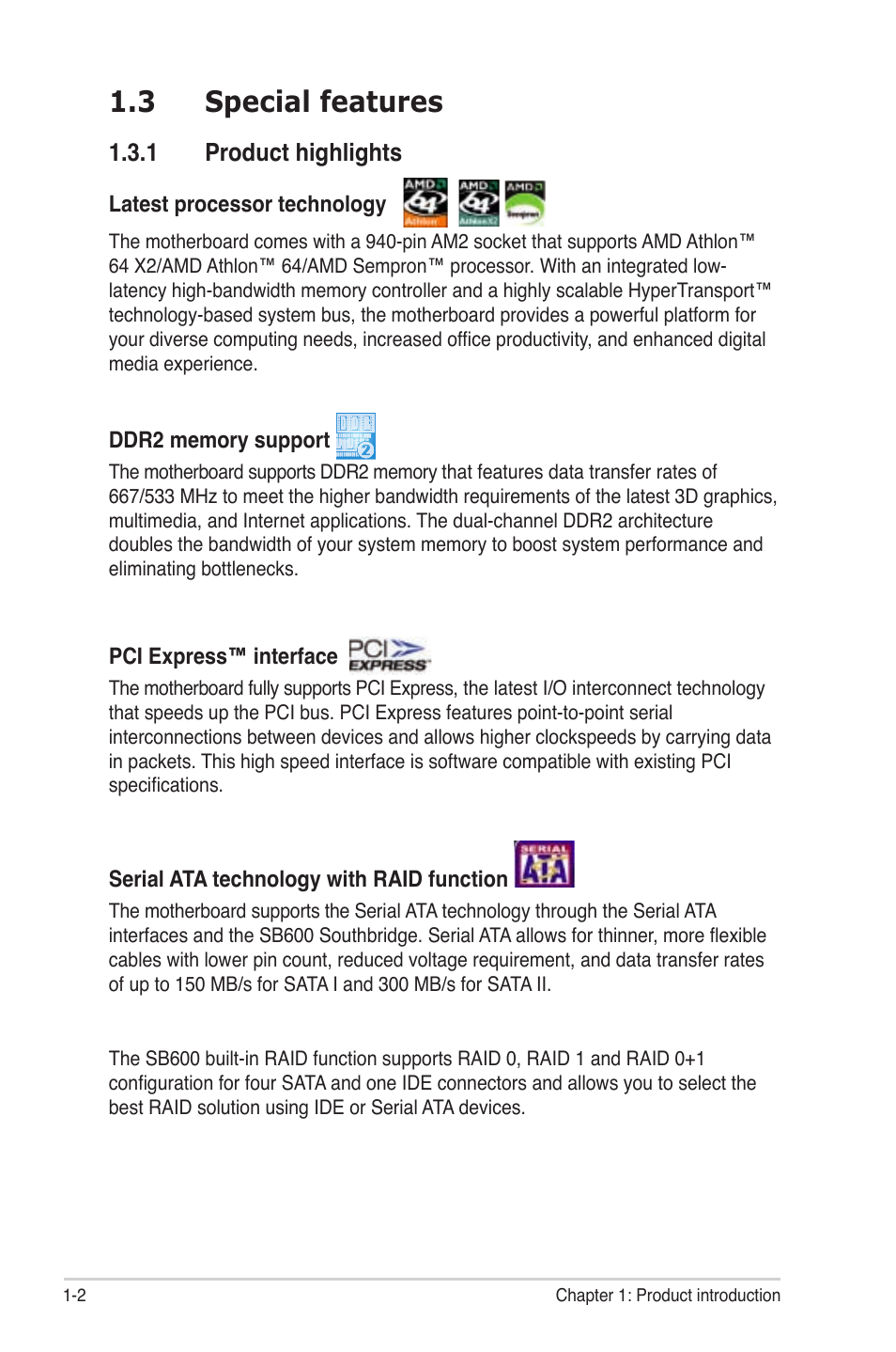 3 special features, 1 product highlights | Asus M2R-FVM User Manual | Page 14 / 72