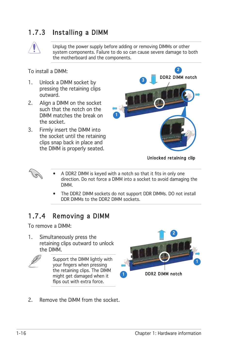 3 installing a dimm, 4 removing a dimm | Asus M2R-FVM User Manual | Page 28 / 72