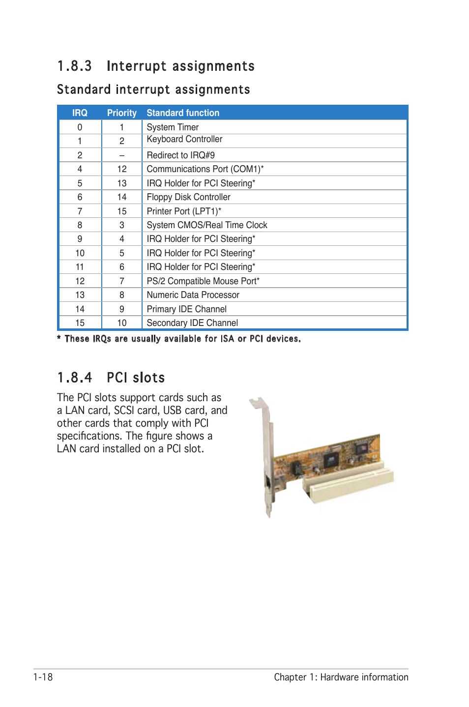 3 interrupt assignments, 4 pci slots, Standard interrupt assignments | Asus M2R-FVM User Manual | Page 30 / 72