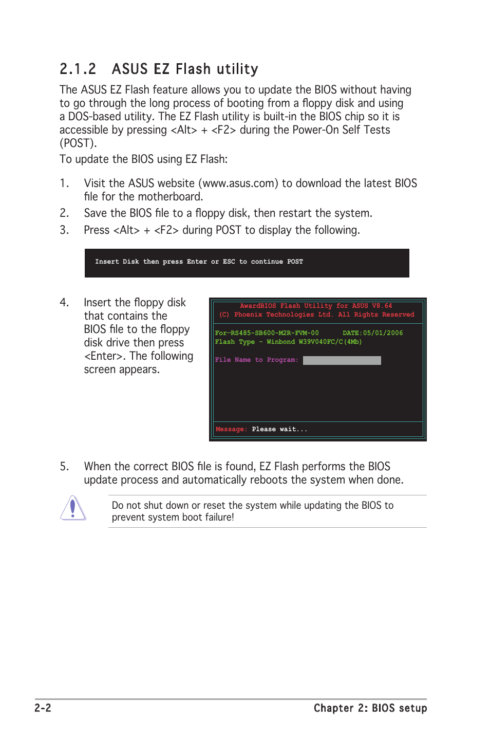 2 asus ez flash utility | Asus M2R-FVM User Manual | Page 45 / 72