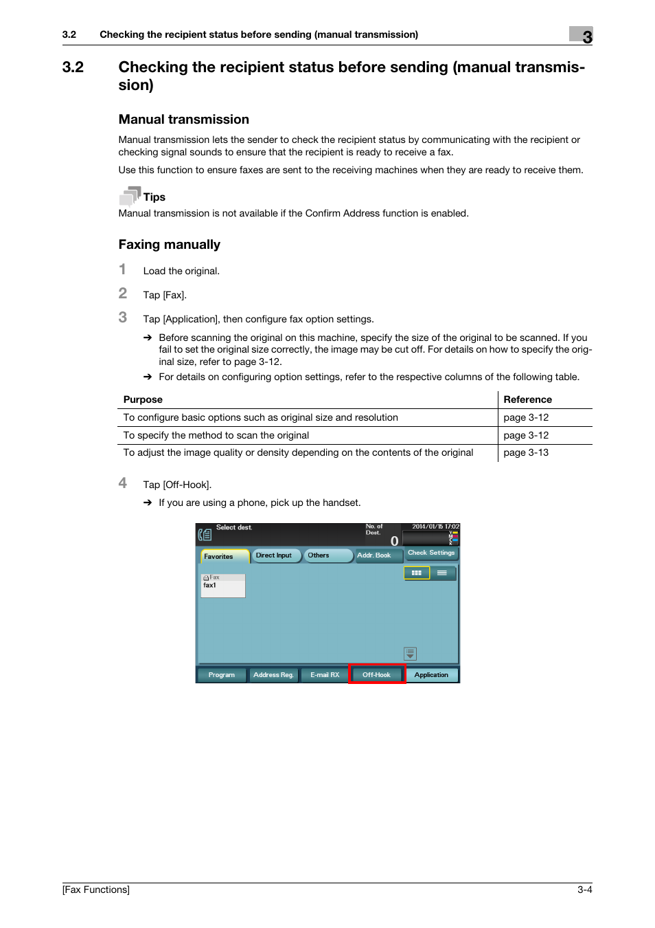 Manual transmission, Faxing manually | Konica Minolta bizhub C3350 User Manual | Page 15 / 69