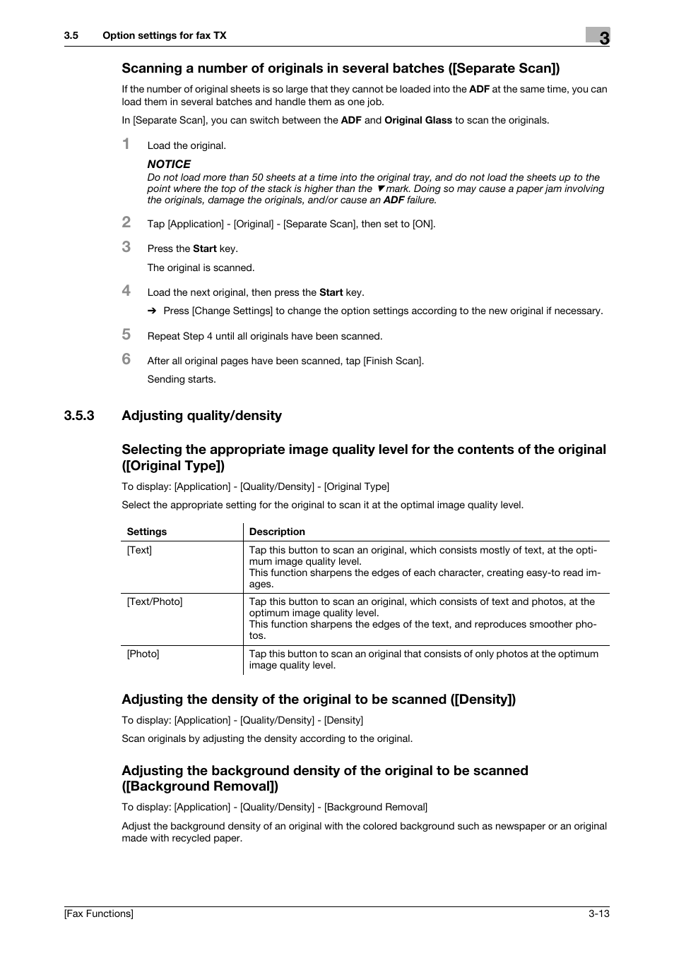 3 adjusting quality/density | Konica Minolta bizhub C3350 User Manual | Page 24 / 69