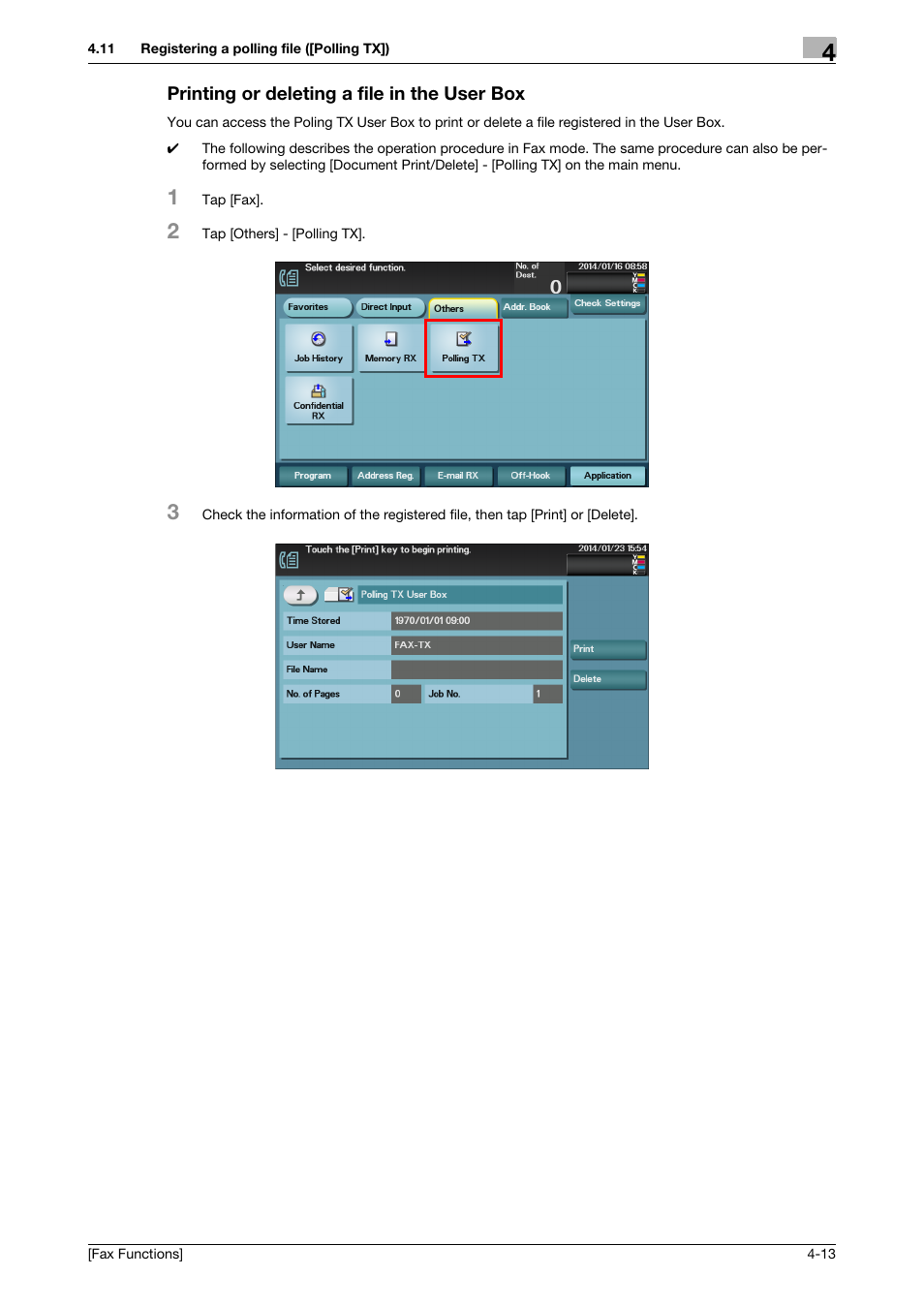 Printing or deleting a file in the user box, Printing or deleting a file in the user box -13 | Konica Minolta bizhub C3350 User Manual | Page 38 / 69