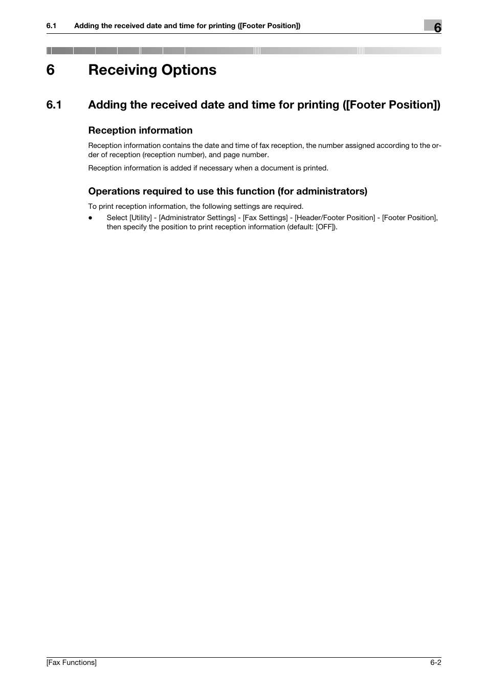 6 receiving options, Reception information, Receiving options | 6receiving options | Konica Minolta bizhub C3350 User Manual | Page 44 / 69