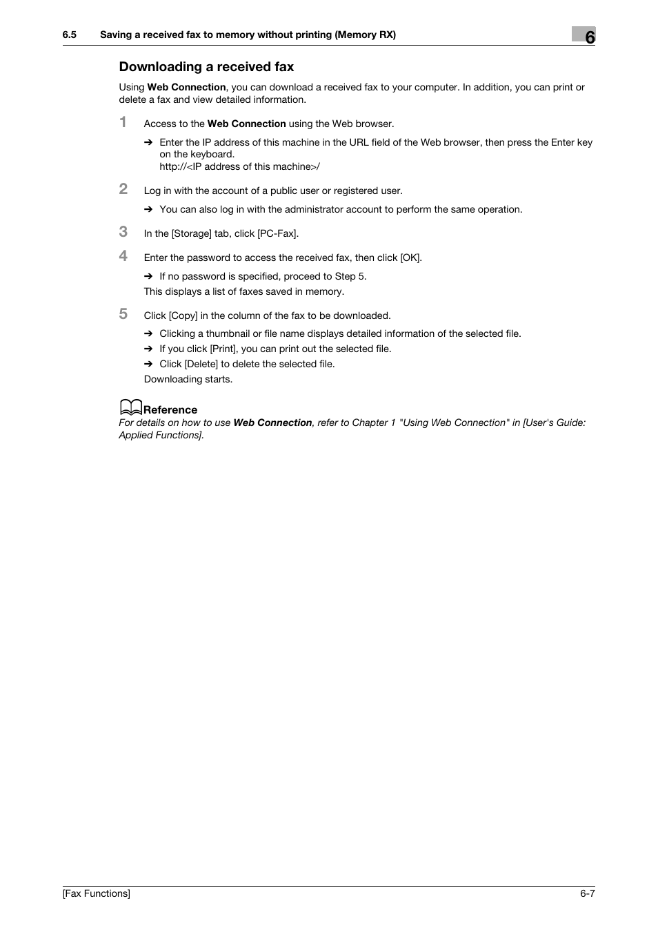 Downloading a received fax, Downloading a received fax -7 | Konica Minolta bizhub C3350 User Manual | Page 49 / 69