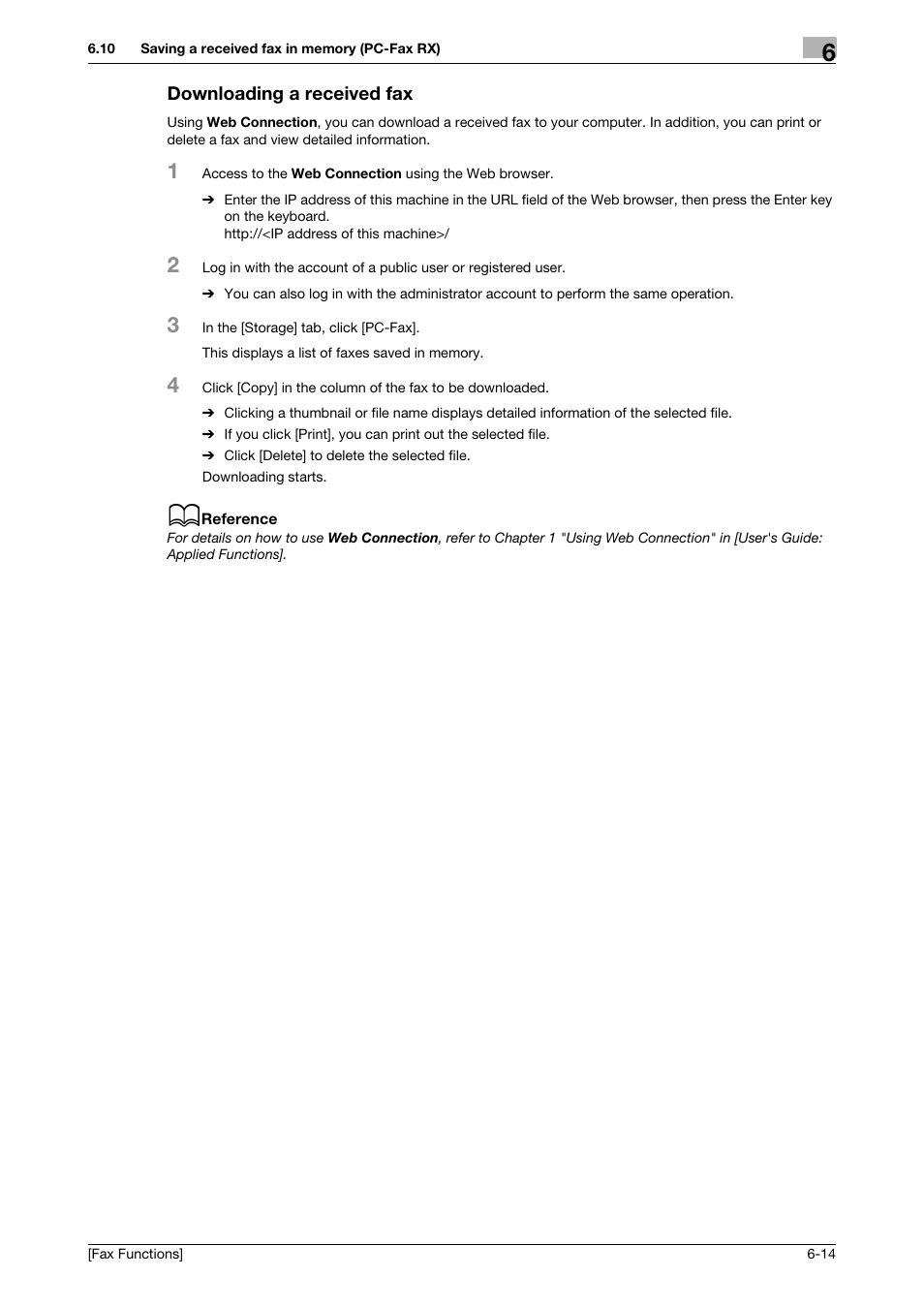Downloading a received fax, Downloading a received fax -14 | Konica Minolta bizhub C3350 User Manual | Page 56 / 69
