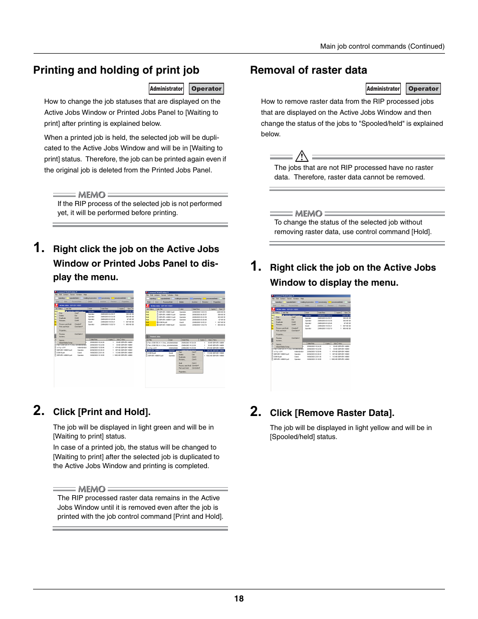 Printing and holding of print job, Removal of raster data | Konica Minolta bizhub PRO C500 User Manual | Page 18 / 22