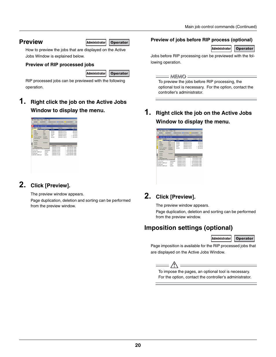 Preview, Imposition settings (optional) | Konica Minolta bizhub PRO C500 User Manual | Page 20 / 22