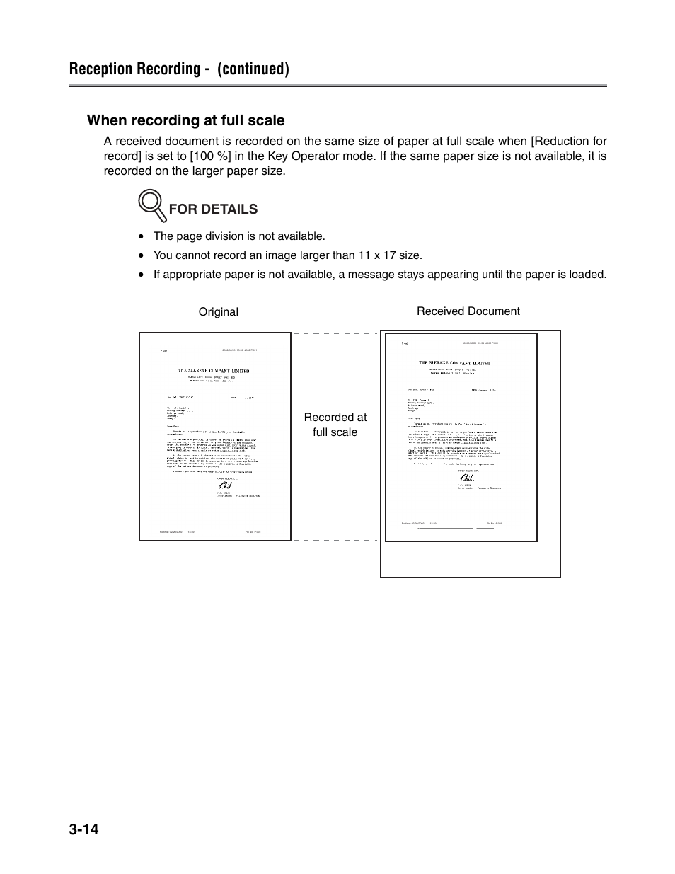 Reception recording - (continued), 14 when recording at full scale, For details | Konica Minolta FK-102 User Manual | Page 103 / 329