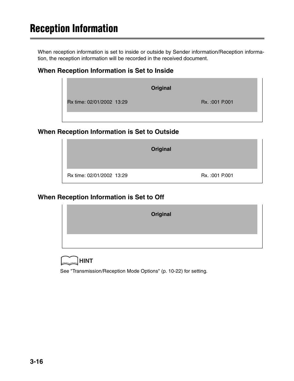 Reception information | Konica Minolta FK-102 User Manual | Page 105 / 329