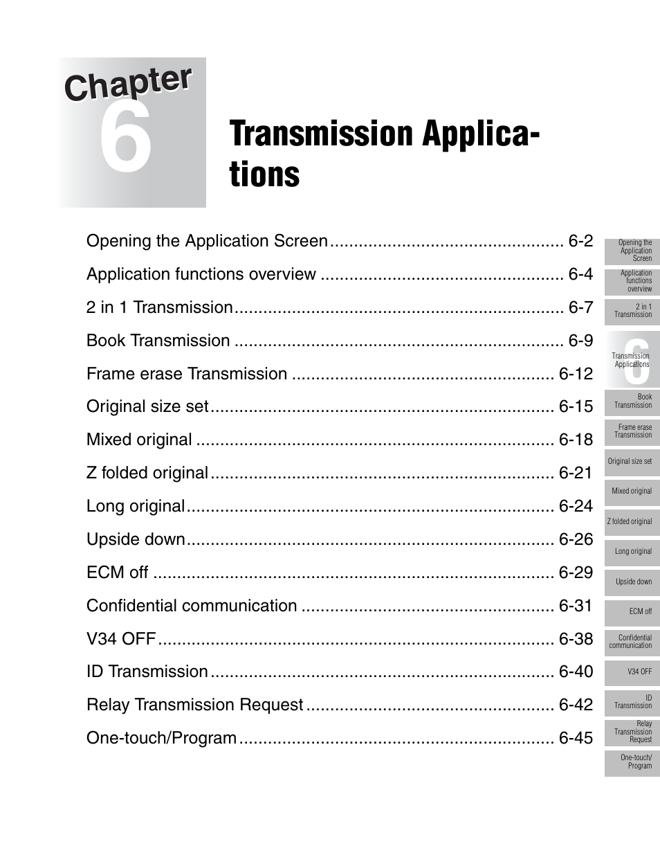 Chapter, Transmission applica- tions | Konica Minolta FK-102 User Manual | Page 112 / 329