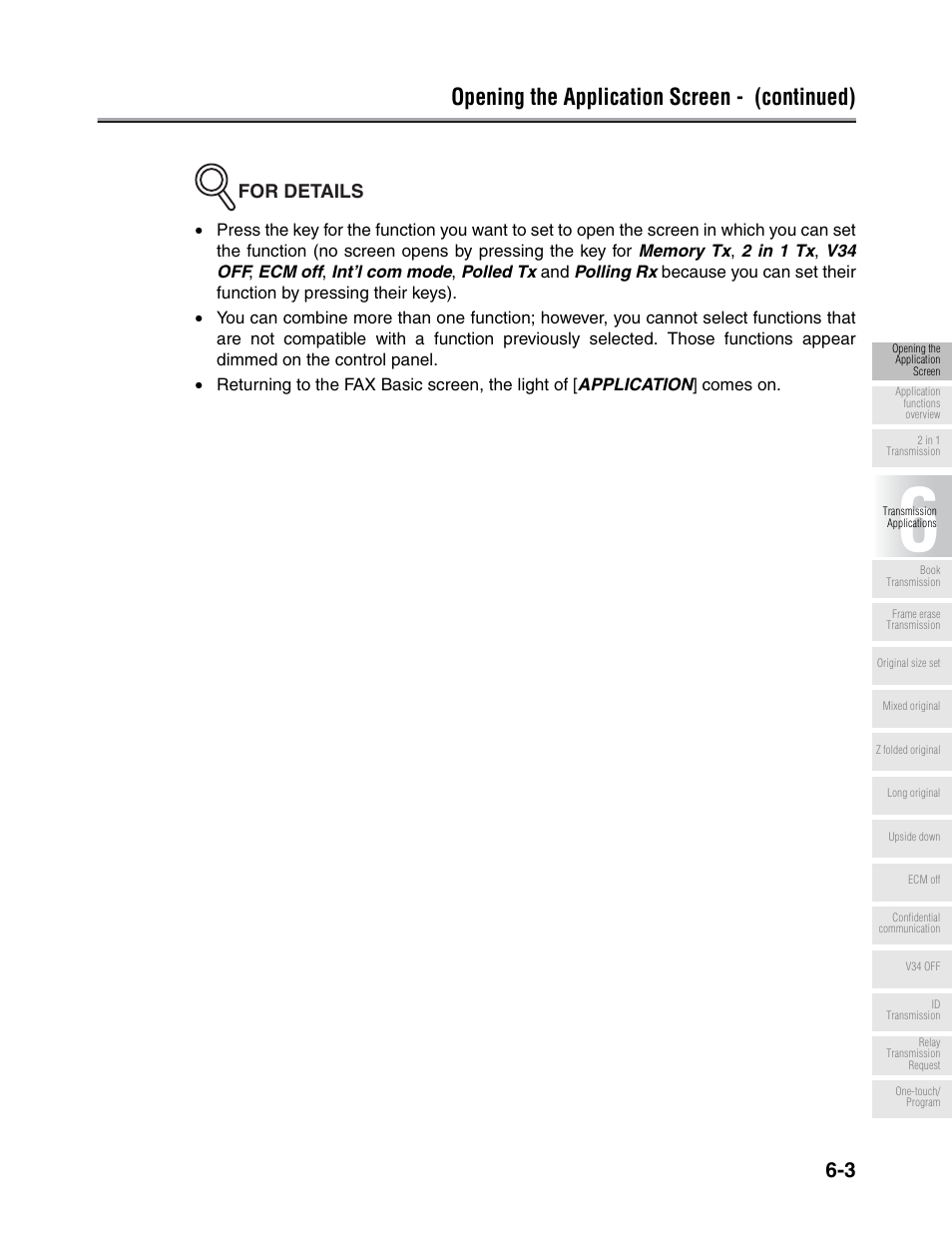 Opening the application screen - (continued), For details | Konica Minolta FK-102 User Manual | Page 114 / 329