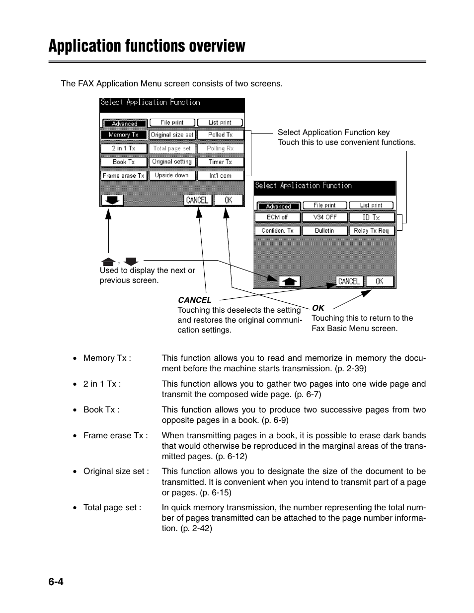 Application functions overview | Konica Minolta FK-102 User Manual | Page 115 / 329