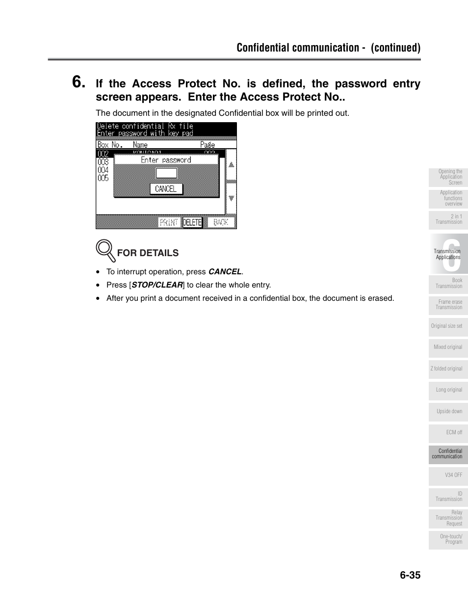 Confidential communication - (continued), For details | Konica Minolta FK-102 User Manual | Page 146 / 329