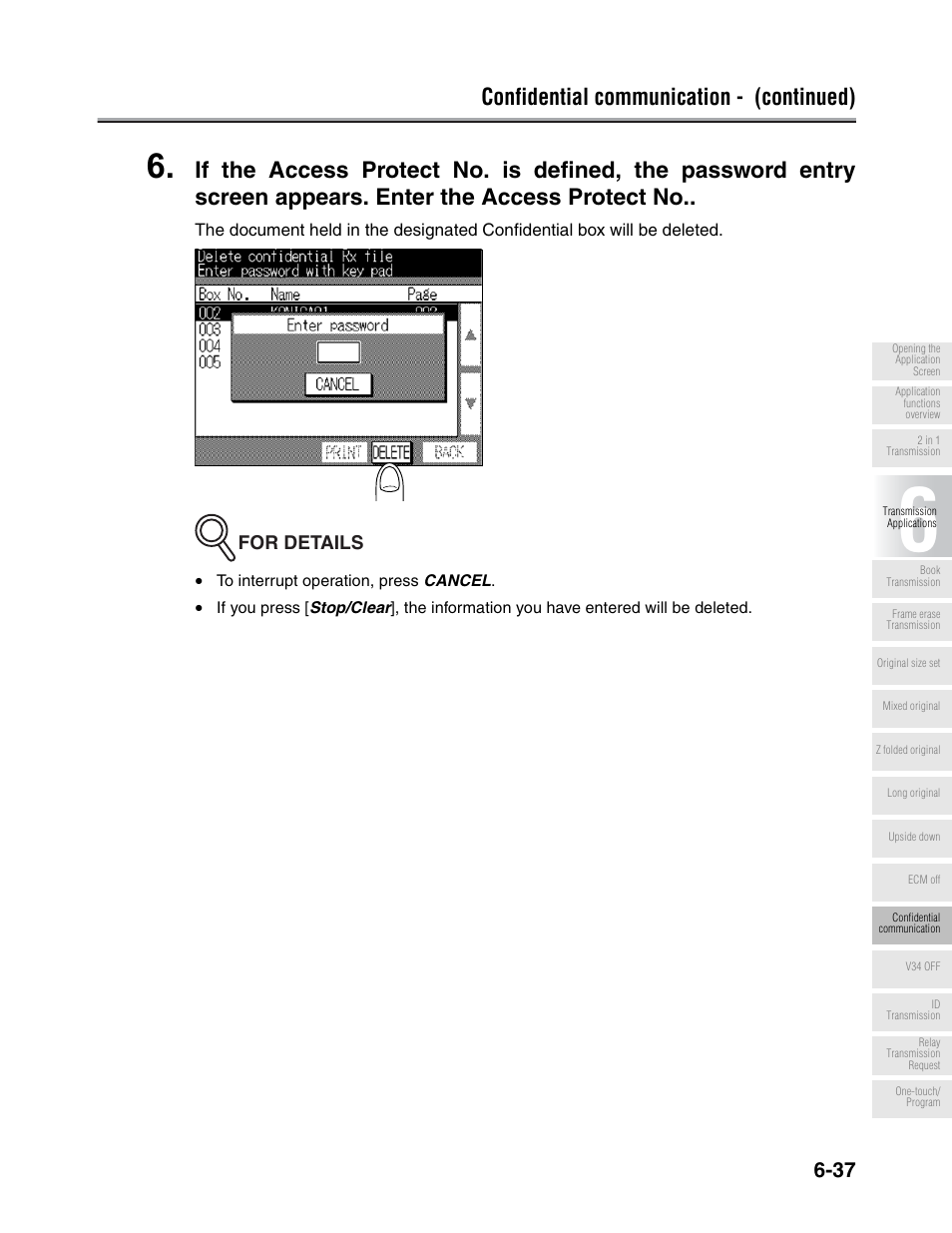 Confidential communication - (continued), For details | Konica Minolta FK-102 User Manual | Page 148 / 329