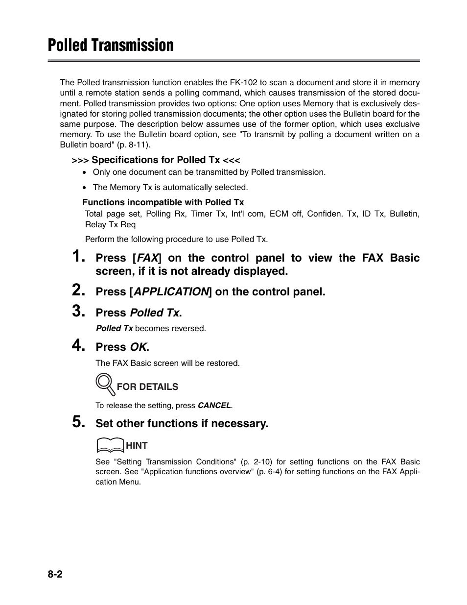 Polled transmission | Konica Minolta FK-102 User Manual | Page 166 / 329